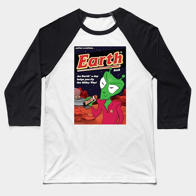 Martian Advertising Baseball T-Shirt by StarToons